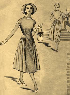 женское платье из хлопка мода 50-х