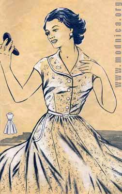 женское платье их хлопка мода 50-х