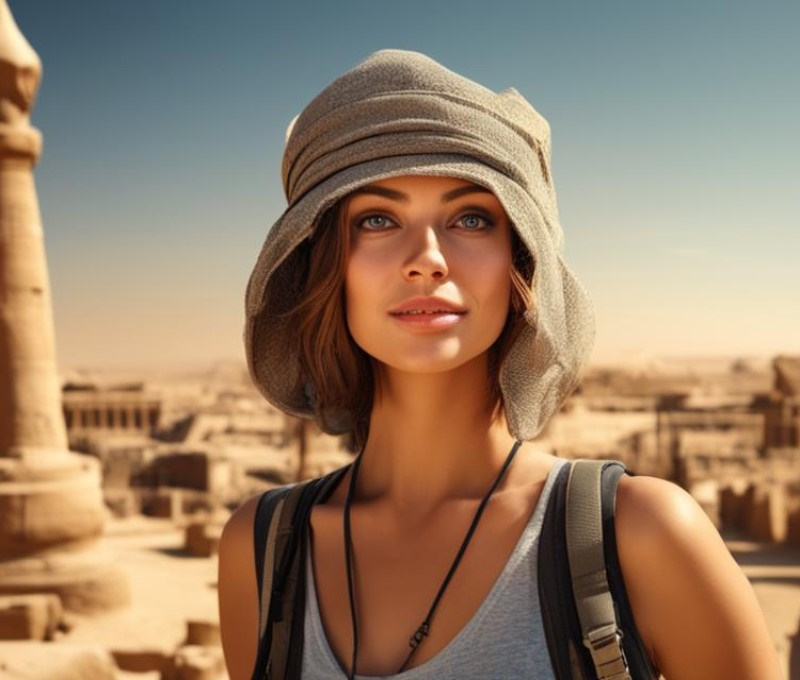 женщина-туристка в Египте